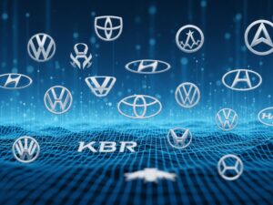 A collection of diverse car brand logos from around the world on a digital background.